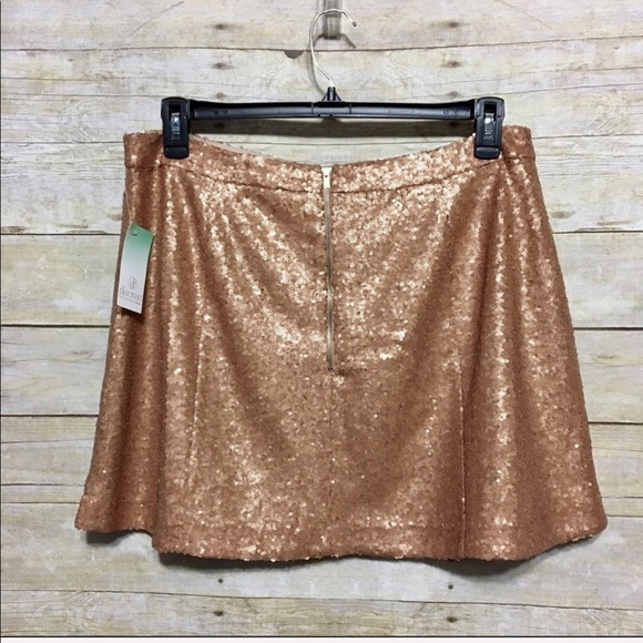 DECREE gorgeous rose gold bronze sequin mini skirt size M - Picture 5 of 6